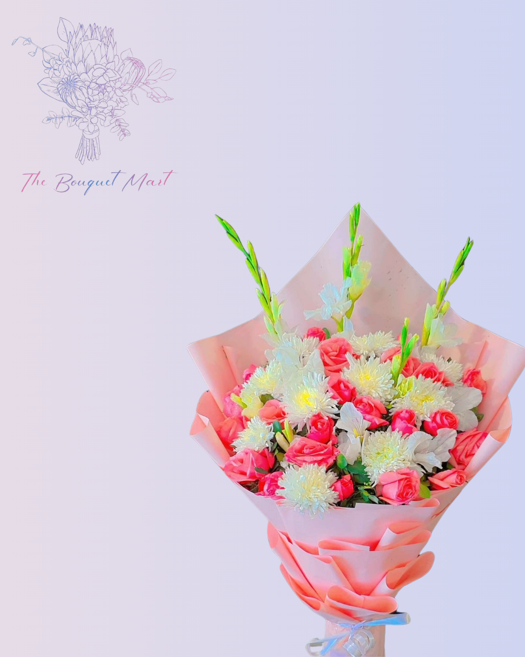 Romantic Pink Roses, Elegant White Glades & Baby’s Breath Bouquet