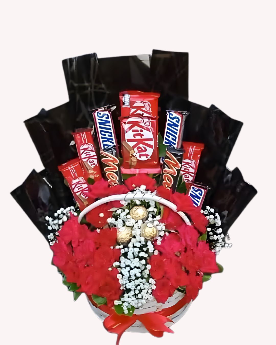 Chocolate Flower Basket with KitKat, Snickers & Mars
