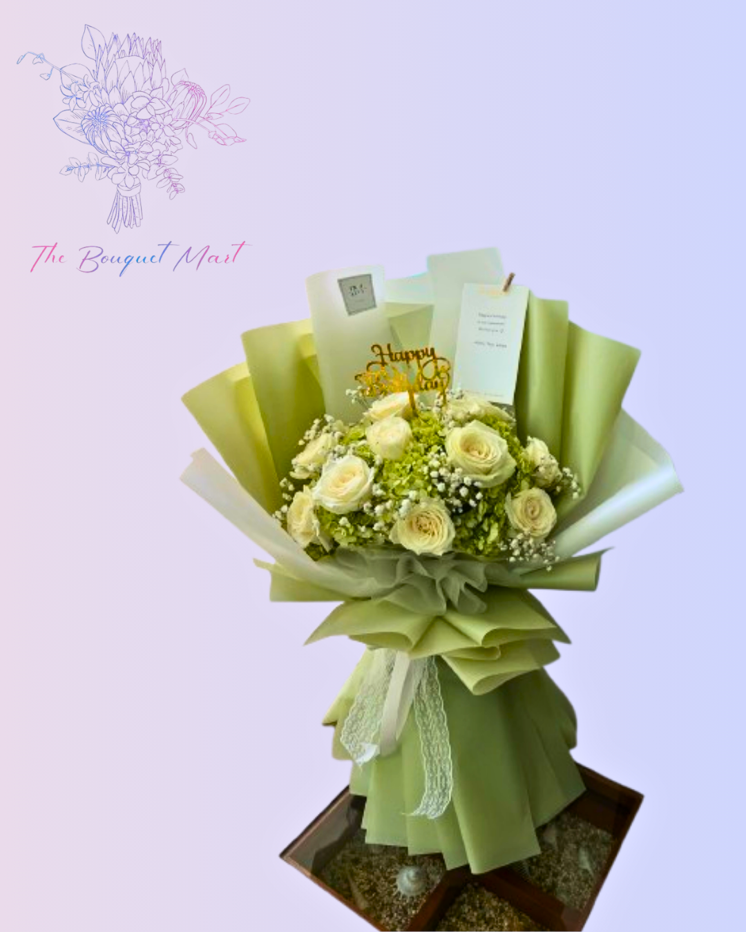 White Roses with Baby’s Breath – Wedding Flowers