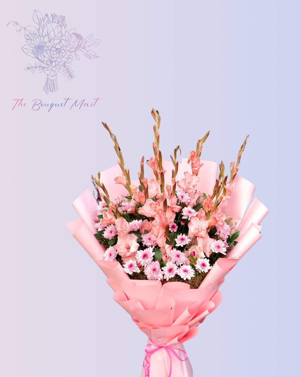 Fresh Pink Glades with Chrysanthemum – Wrapped in Pink