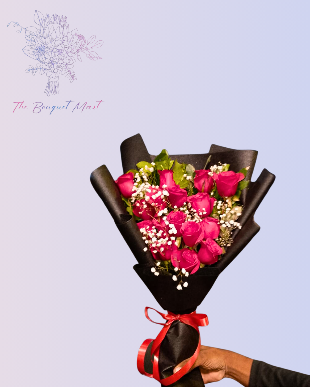 Red Roses with Baby’s Breath – Cute Gift